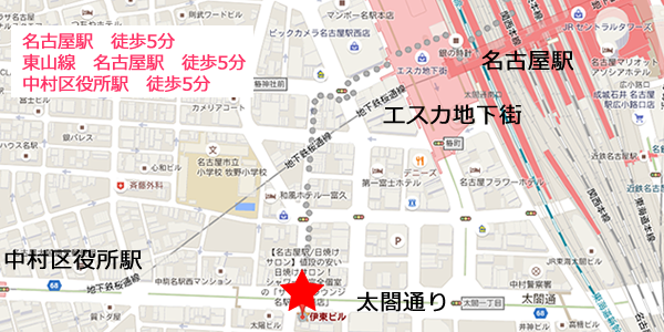 名古屋駅前のザ・サンラウンジ名駅太閤通店へのアクセス